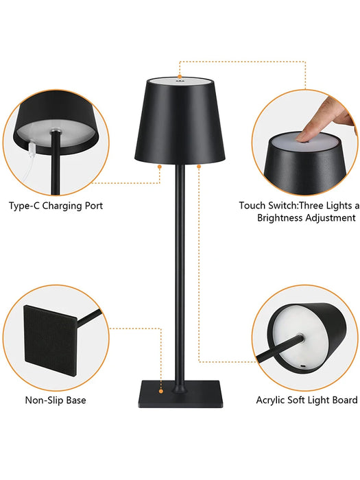 Rechargeable Wireless touch, desk lamp