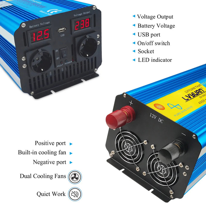 Pure Sine Wave Inverter DC 12v To AC 110V/220V 4000W/ 8000W