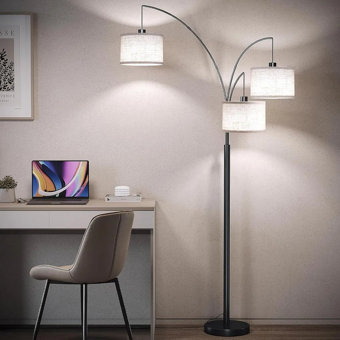 High Standing Lamp with Hanging Drum Lampshade Base