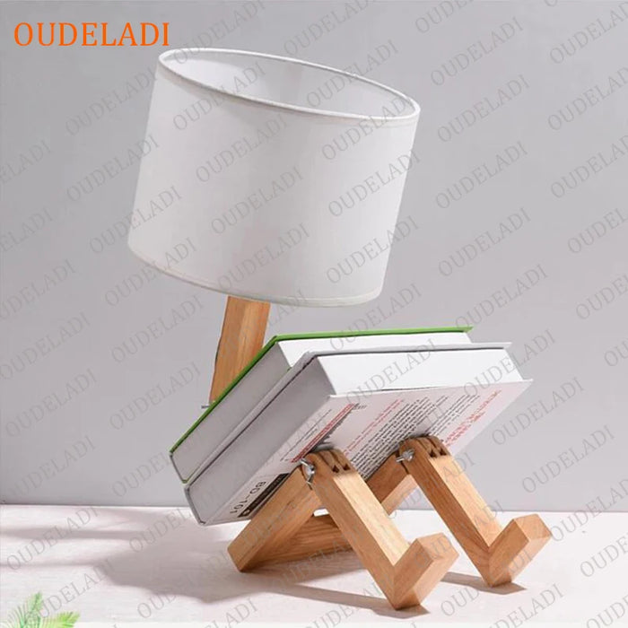 Modern E14 Wooden Table Lamp