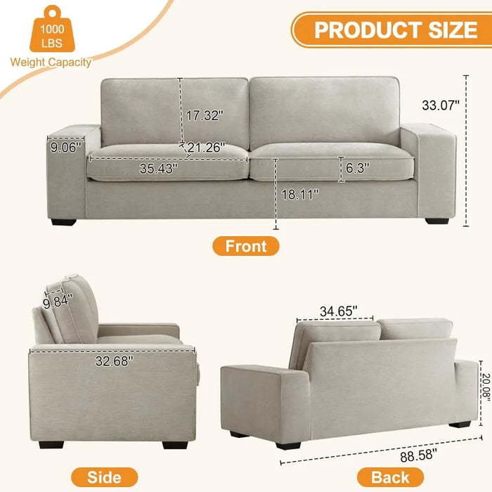 88” Chenille Loveseat Comfy Couches for Living Room