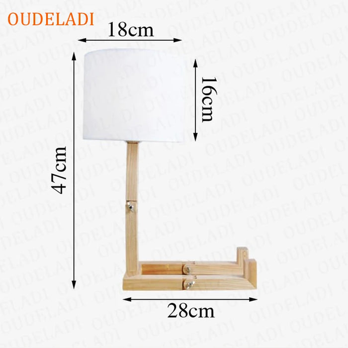 Modern E14 Wooden Table Lamp