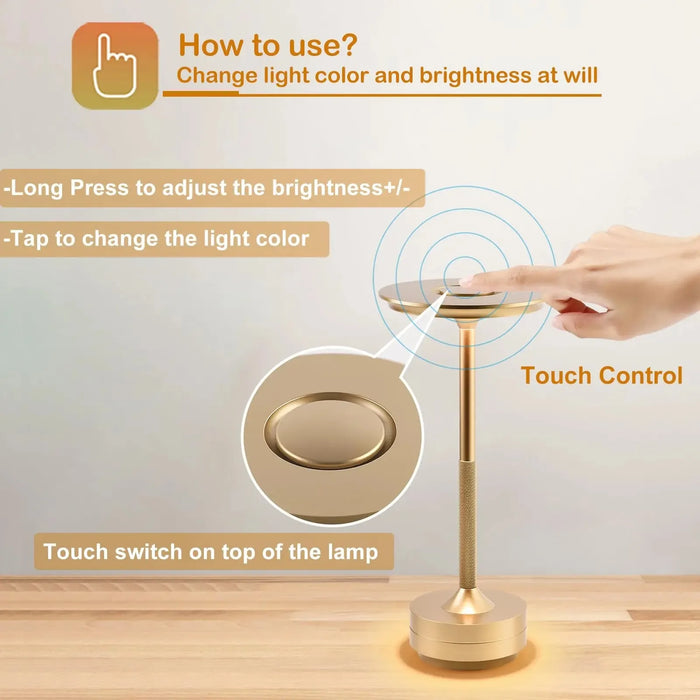 Wireless Table Lamp Rechargeable Desktop Night Light