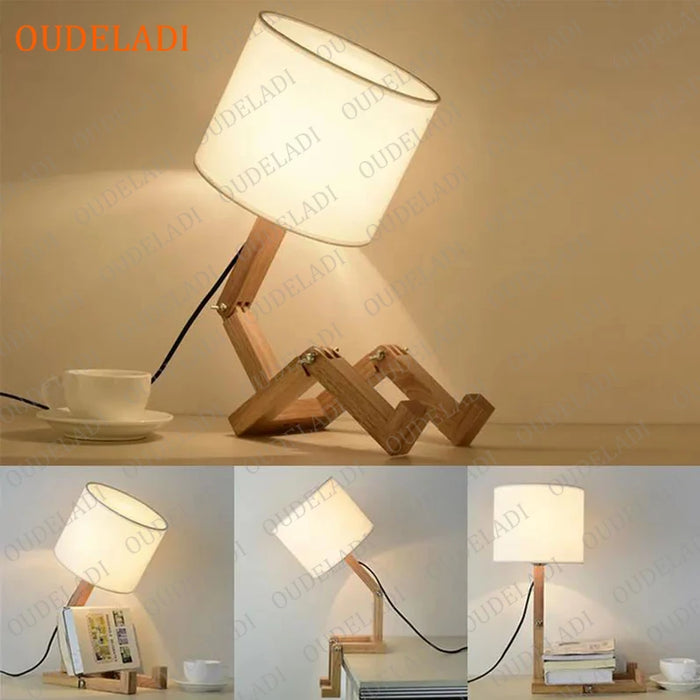 Modern E14 Wooden Table Lamp