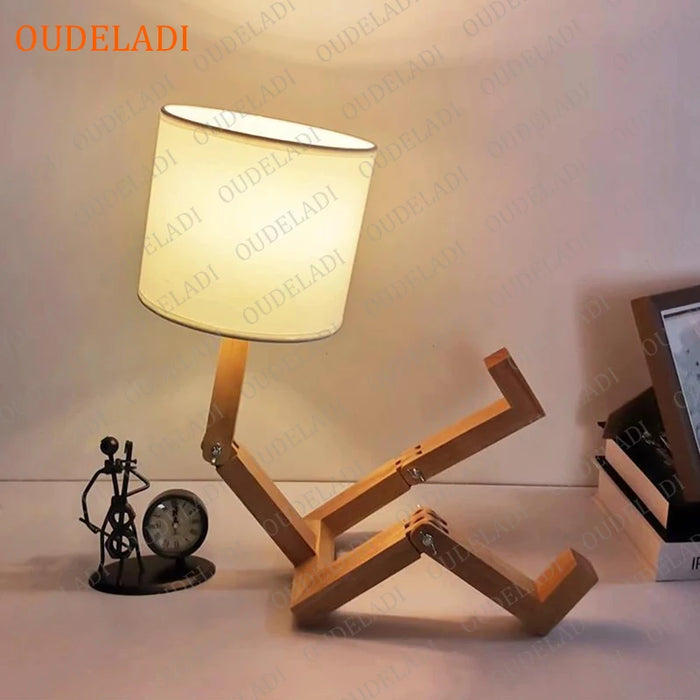 Modern E14 Wooden Table Lamp