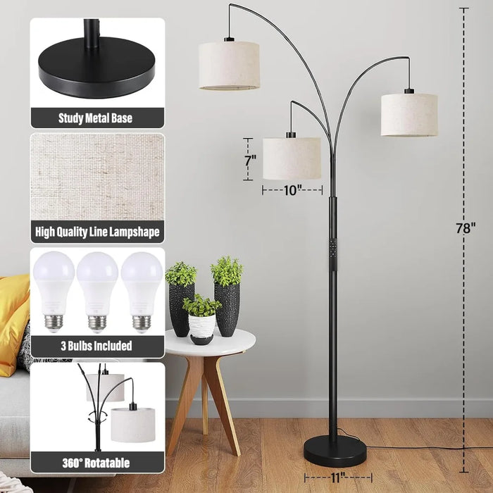 High Standing Lamp with Hanging Drum Lampshade Base