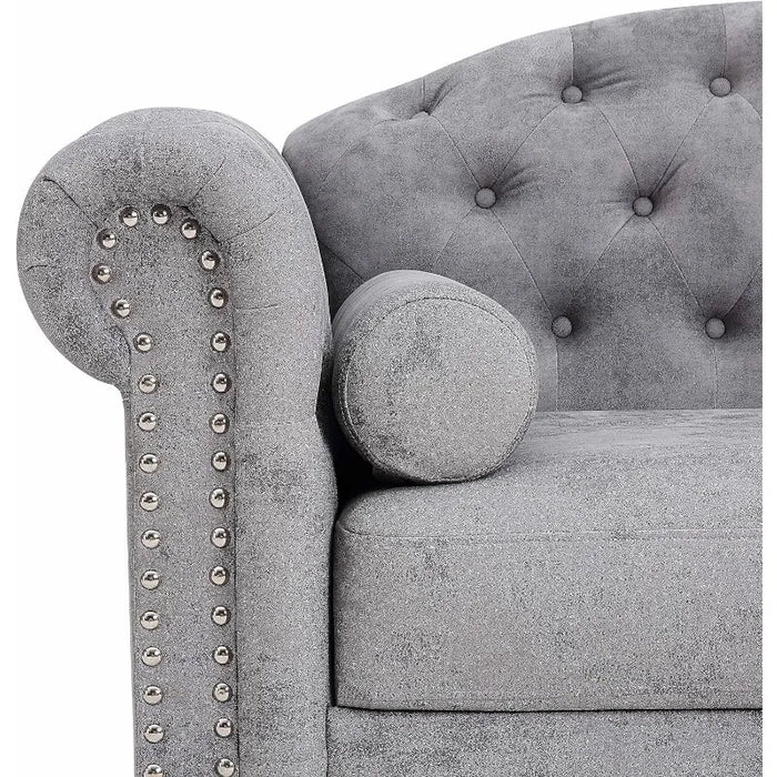 Chesterfield Leather Sofa with 2 Pillows