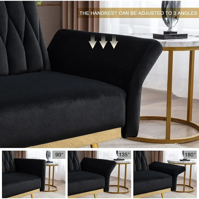 Sofa Bed Convertible Futon with Golden Metal Legs