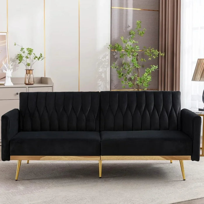 Sofa Bed Convertible Futon with Golden Metal Legs