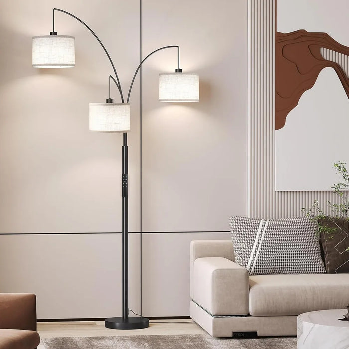 High Standing Lamp with Hanging Drum Lampshade Base