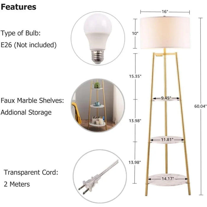 Vertical Reading Lamp with Artificial Marble Shelf